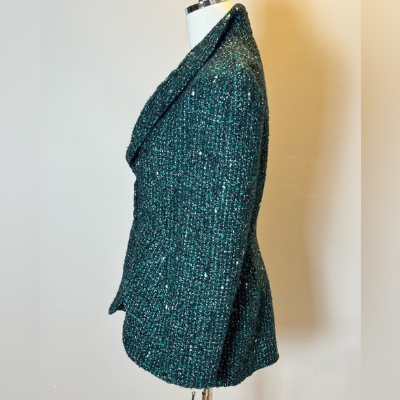 Vintage Thierry Mugler Green Tweed Wool Jacket Size 42 - Picture 8 of 12